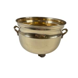 Vintage Brass Footed Pot Bowl Planter With Handles Decorative‎ Accent